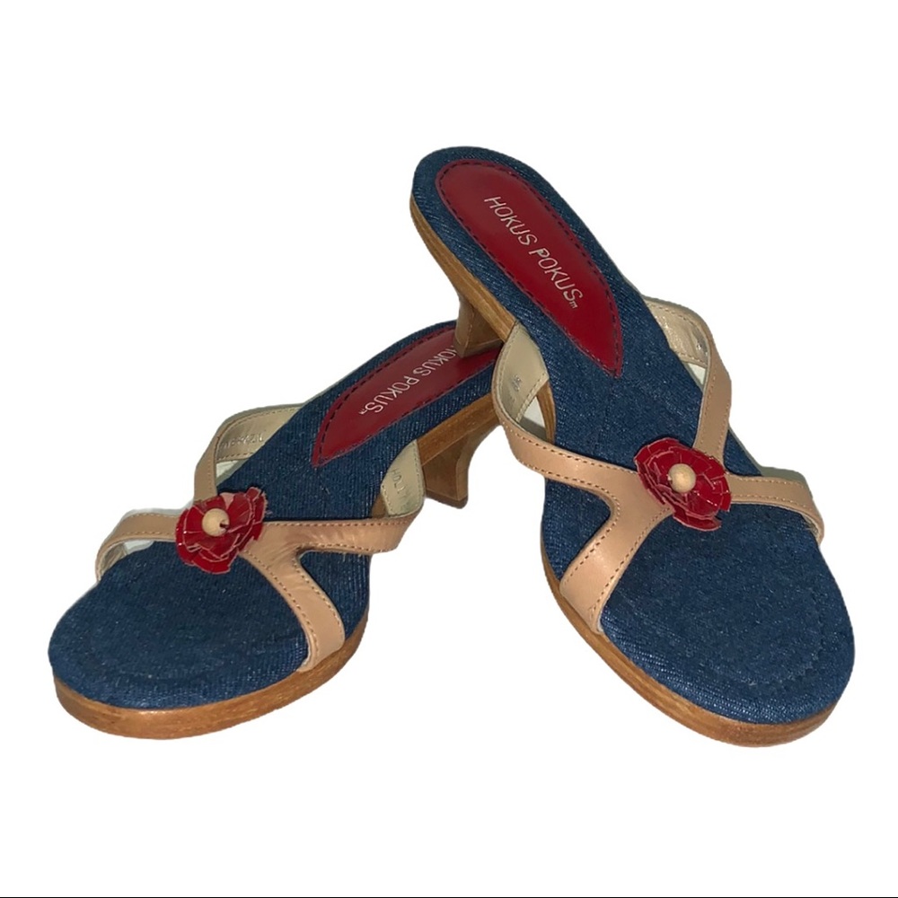 Hokus Pokus nude and denim with cute red flower
